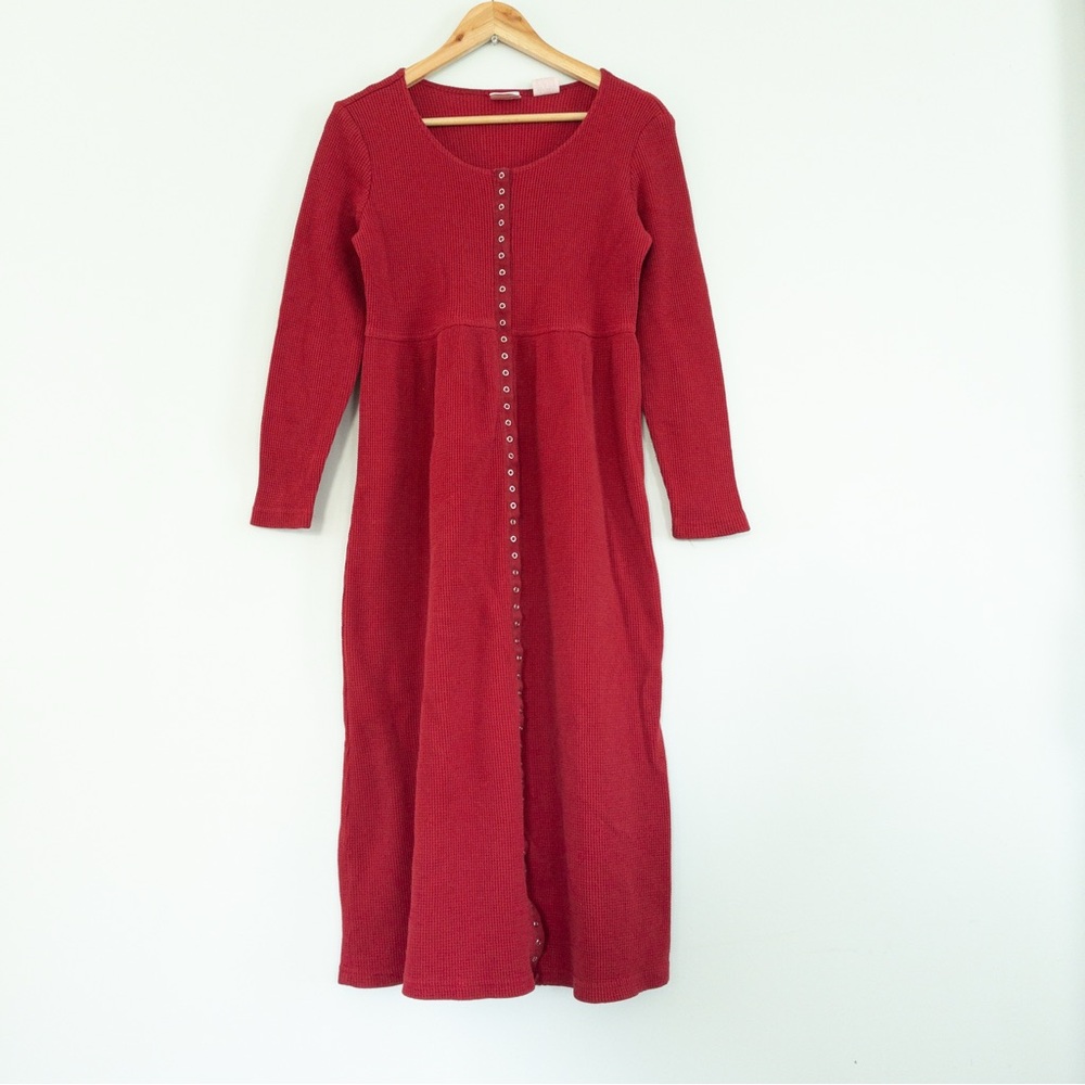 Victoria's Secret Moda International Red Thermal Snap Front Midi Dress Small